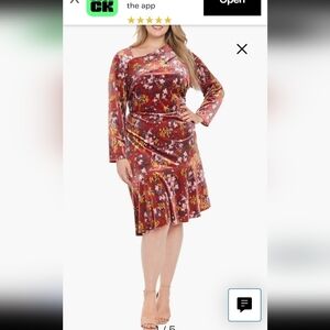 London Times Velvet Floral Dress Sz 8 & 18 Asymmetric Long Sleeve  Midi Party